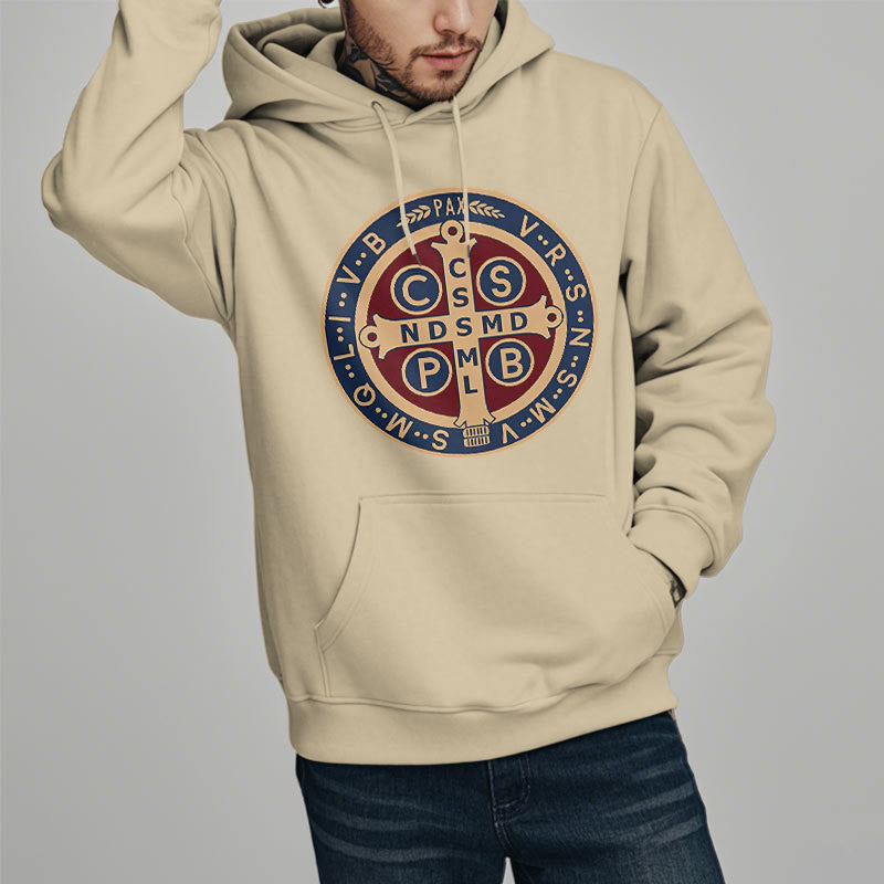 Classic Colored Style St. Benedict Protector Fleece Lined Polyester Hoodie