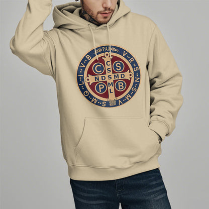 Classic Colored Style St. Benedict Protector Fleece Lined Polyester Hoodie