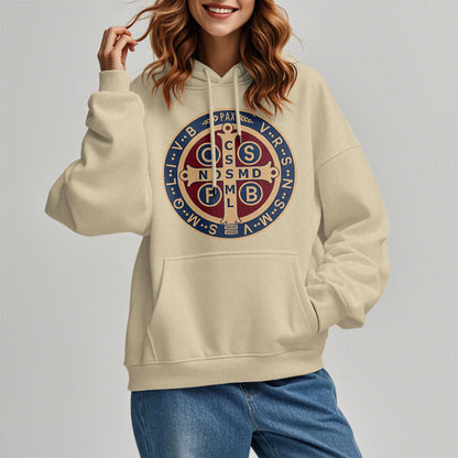 Classic Colored Style St. Benedict Protector Fleece Lined Polyester Hoodie