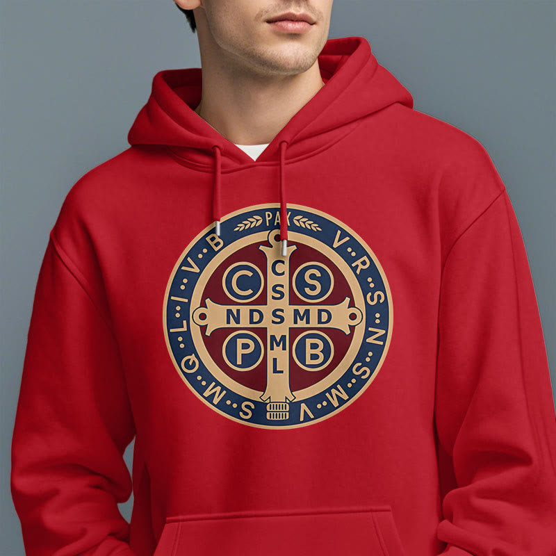 Classic Colored Style St. Benedict Protector Fleece Lined Polyester Hoodie