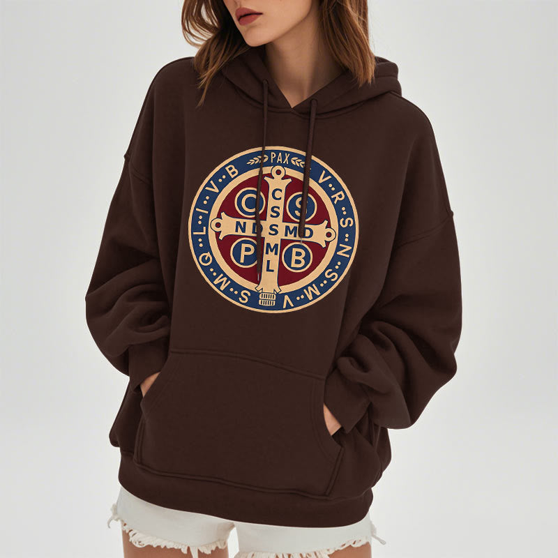 Classic Colored Style St. Benedict Protector Fleece Lined Polyester Hoodie