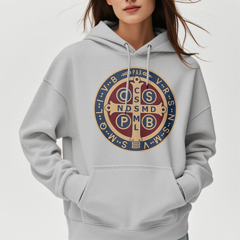 Classic Colored Style St. Benedict Protector Fleece Lined Polyester Hoodie