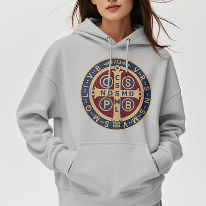Classic Colored Style St. Benedict Protector Fleece Lined Polyester Hoodie