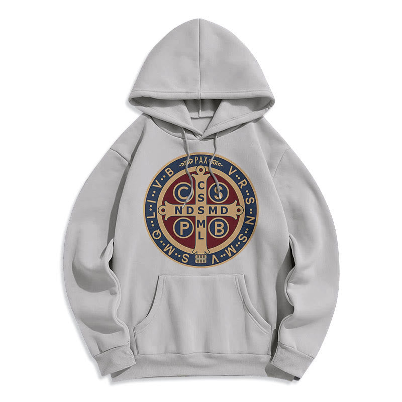 Classic Colored Style St. Benedict Protector Fleece Lined Polyester Hoodie