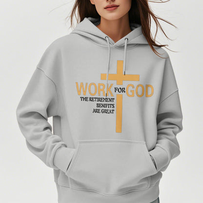 Classic Style Cross Work For God Fleece Lined Polyester Hoodie