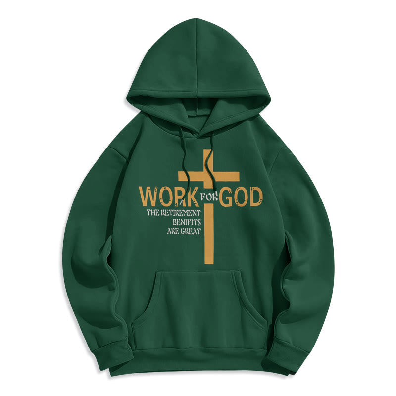 Classic Style Cross Work For God Fleece Lined Polyester Hoodie