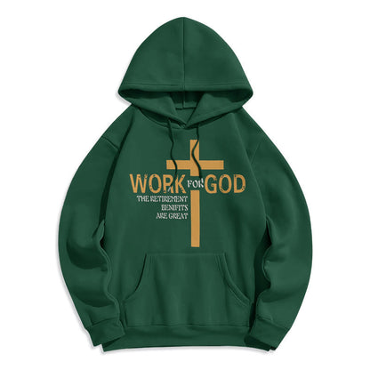 Classic Style Cross Work For God Fleece Lined Polyester Hoodie