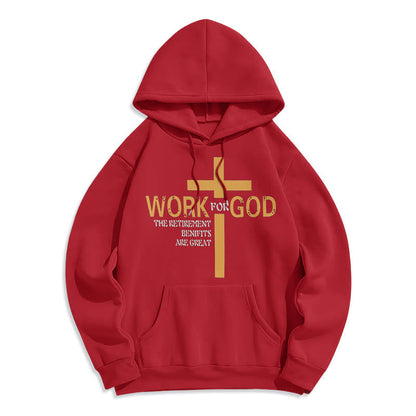 Classic Style Cross Work For God Fleece Lined Polyester Hoodie