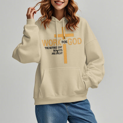 Classic Style Cross Work For God Fleece Lined Polyester Hoodie