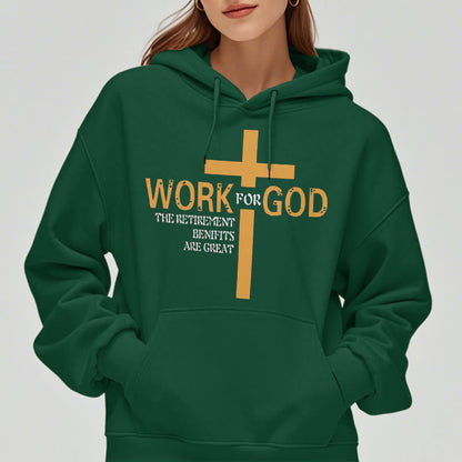 Classic Style Cross Work For God Fleece Lined Polyester Hoodie