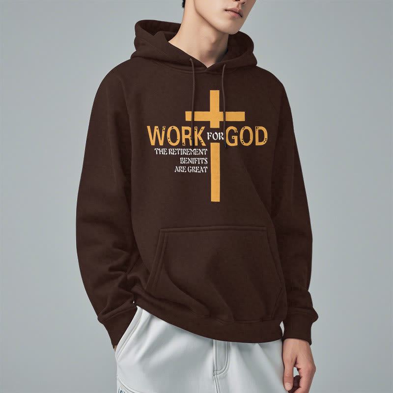 Classic Style Cross Work For God Fleece Lined Polyester Hoodie