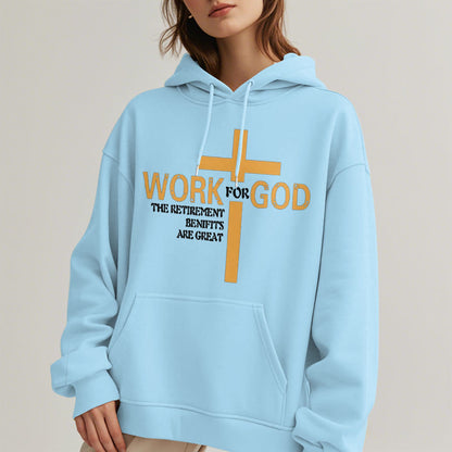 Classic Style Cross Work For God Fleece Lined Polyester Hoodie