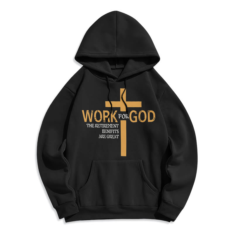 Classic Style Cross Work For God Fleece Lined Polyester Hoodie