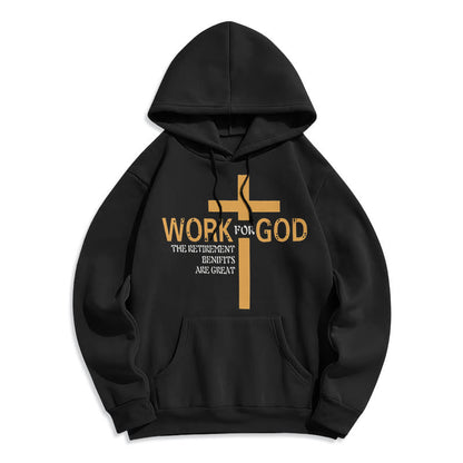 Classic Style Cross Work For God Fleece Lined Polyester Hoodie