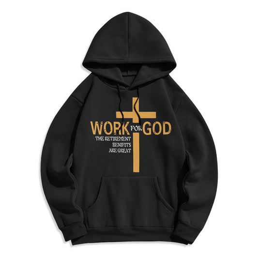 Classic Style Cross Work For God Fleece Lined Polyester Hoodie