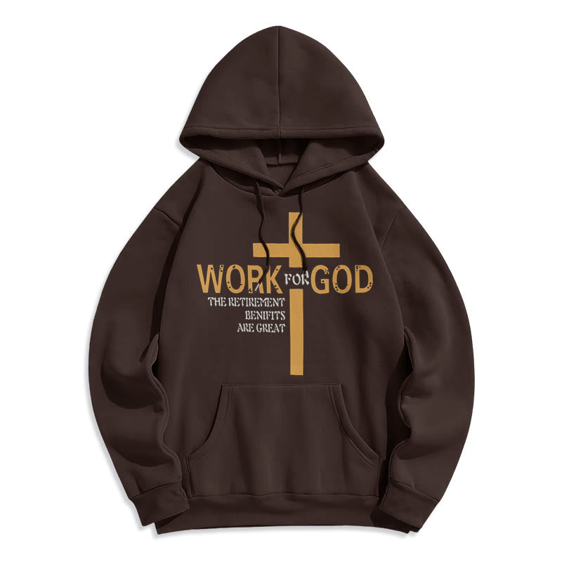 Classic Style Cross Work For God Fleece Lined Polyester Hoodie