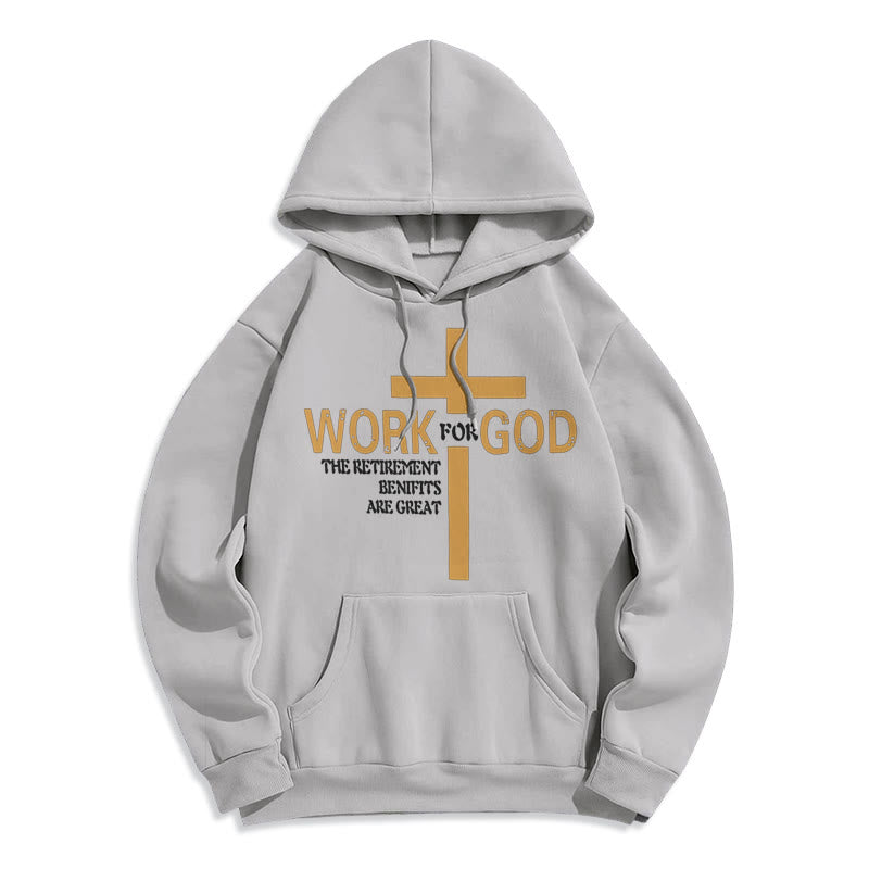 Classic Style Cross Work For God Fleece Lined Polyester Hoodie