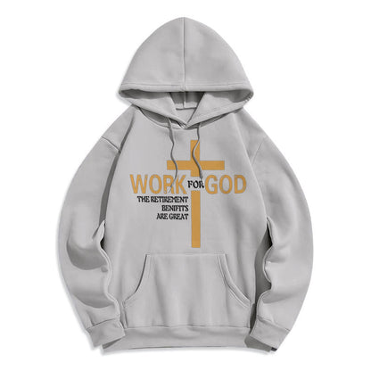 Classic Style Cross Work For God Fleece Lined Polyester Hoodie