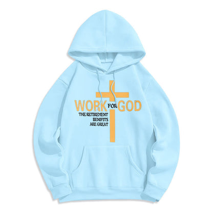 Classic Style Cross Work For God Fleece Lined Polyester Hoodie