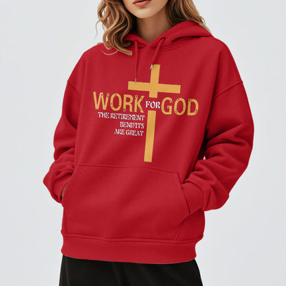 Classic Style Cross Work For God Fleece Lined Polyester Hoodie