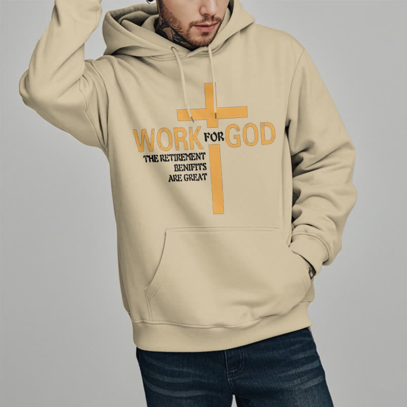 Classic Style Cross Work For God Fleece Lined Polyester Hoodie