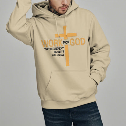 Classic Style Cross Work For God Fleece Lined Polyester Hoodie