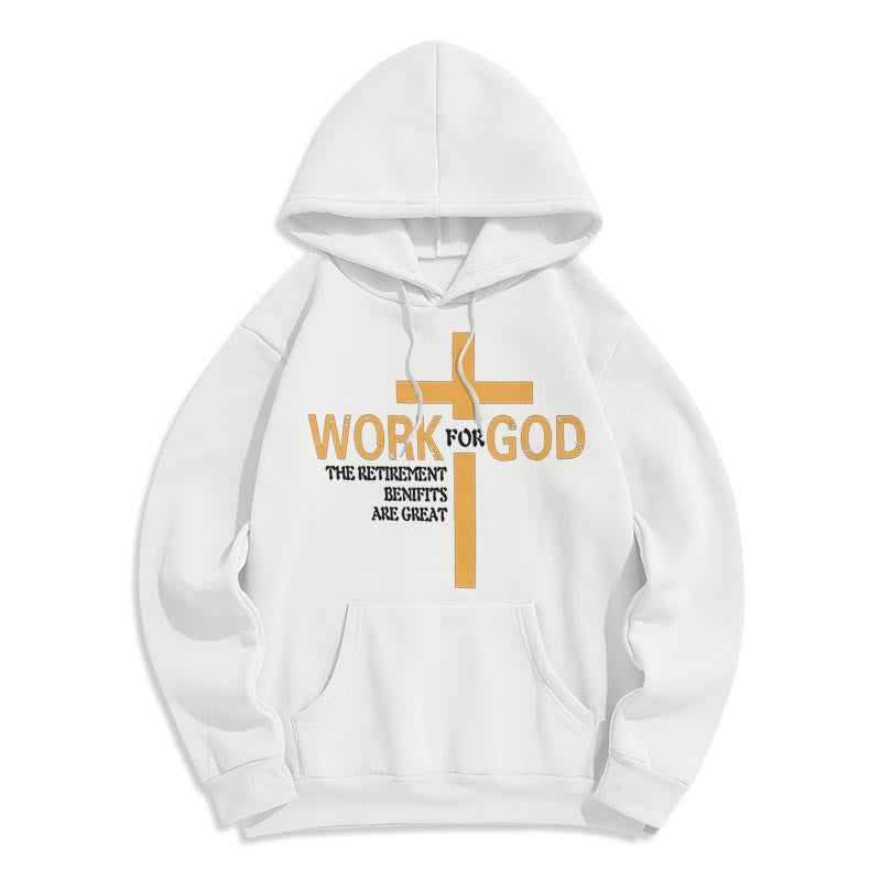 Classic Style Cross Work For God Fleece Lined Polyester Hoodie