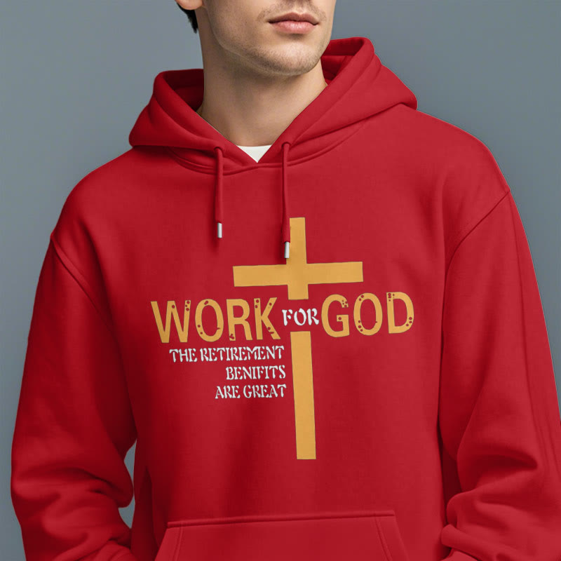 Classic Style Cross Work For God Fleece Lined Polyester Hoodie
