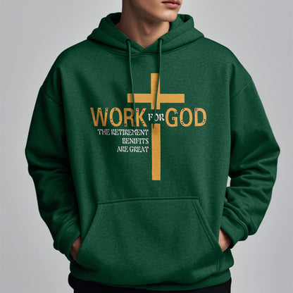 Classic Style Cross Work For God Fleece Lined Polyester Hoodie