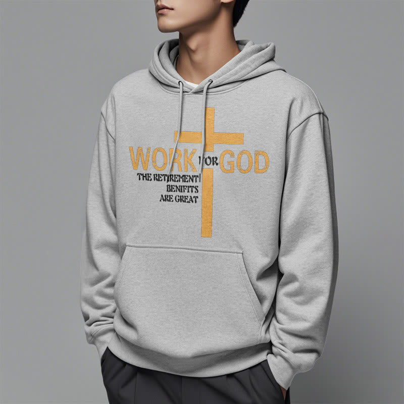 Classic Style Cross Work For God Fleece Lined Polyester Hoodie