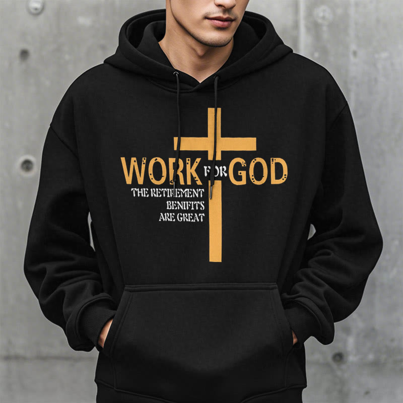 Classic Style Cross Work For God Fleece Lined Polyester Hoodie