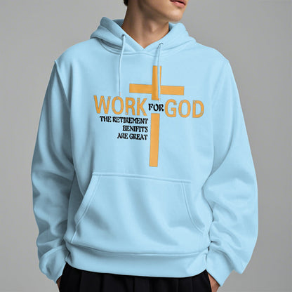 Classic Style Cross Work For God Fleece Lined Polyester Hoodie