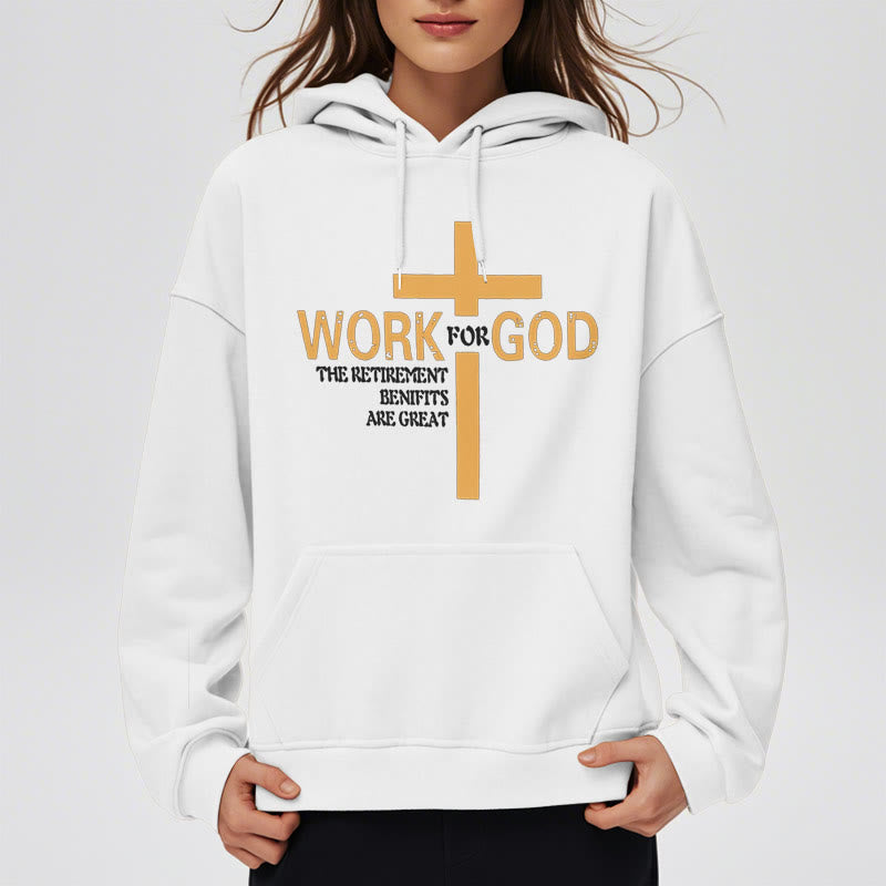 Classic Style Cross Work For God Fleece Lined Polyester Hoodie
