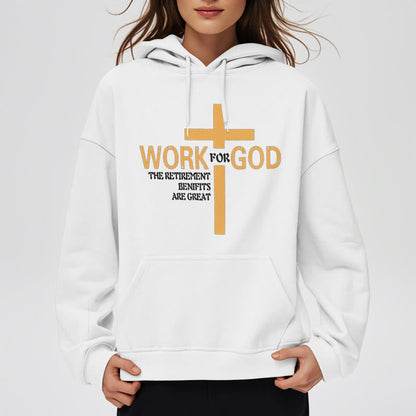Classic Style Cross Work For God Fleece Lined Polyester Hoodie
