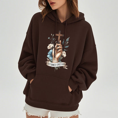 Classic Colored Style Reformed Christian Faith Fleece Lined Polyester Hoodie
