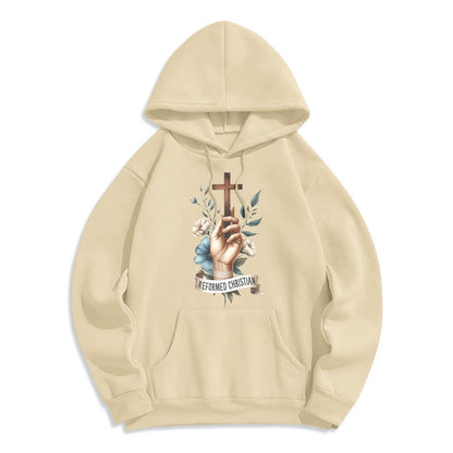 Classic Colored Style Reformed Christian Faith Fleece Lined Polyester Hoodie