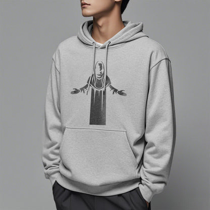 Classic Style Saint Figure Hands Open Praying Fleece Lined Polyester Hoodie