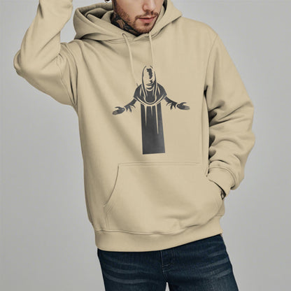 Classic Style Saint Figure Hands Open Praying Fleece Lined Polyester Hoodie