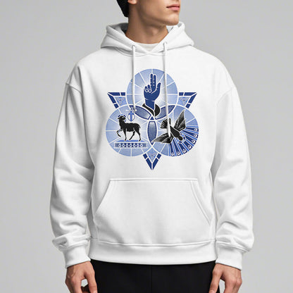 Modern Style St. Benedict Lamb Of God Dove Fleece Lined Polyester Hoodie