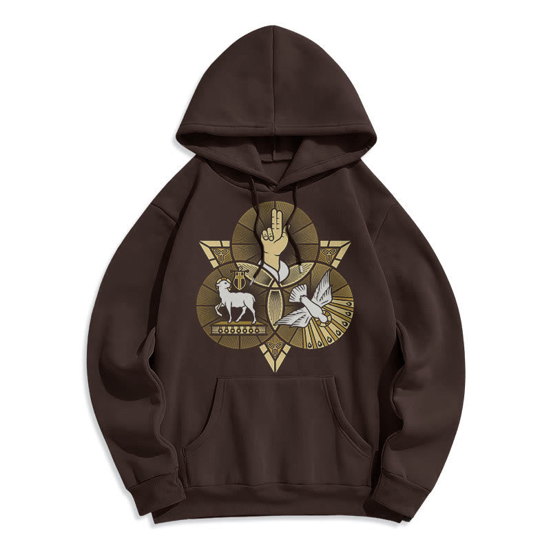 Modern Style St. Benedict Lamb Of God Dove Fleece Lined Polyester Hoodie