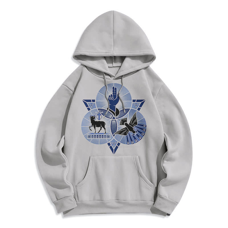 Modern Style St. Benedict Lamb Of God Dove Fleece Lined Polyester Hoodie