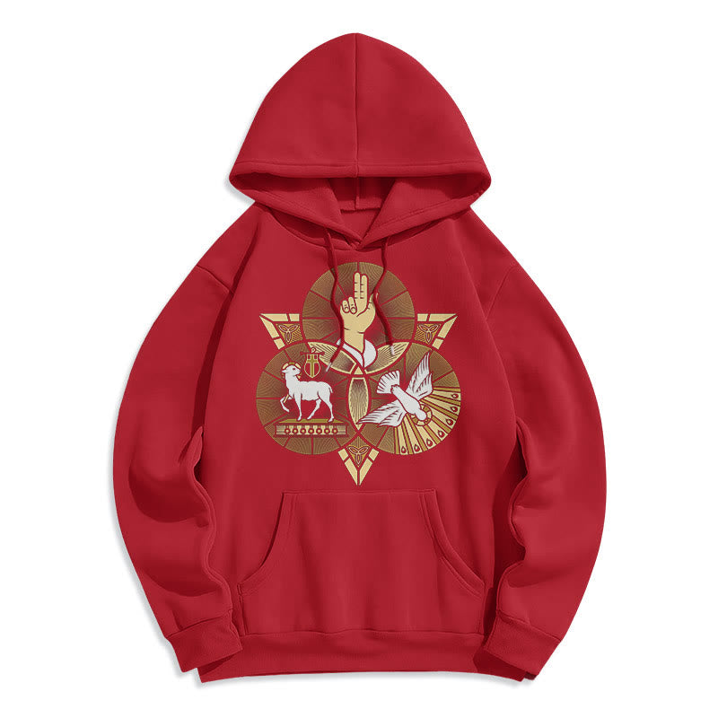 Modern Style St. Benedict Lamb Of God Dove Fleece Lined Polyester Hoodie