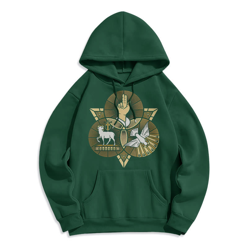 Modern Style St. Benedict Lamb Of God Dove Fleece Lined Polyester Hoodie