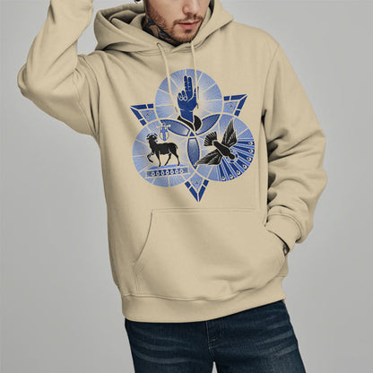 Modern Style St. Benedict Lamb Of God Dove Fleece Lined Polyester Hoodie