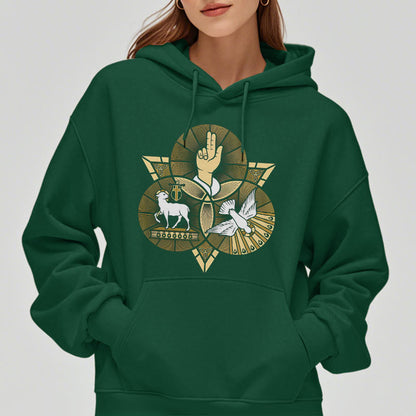 Modern Style St. Benedict Lamb Of God Dove Fleece Lined Polyester Hoodie