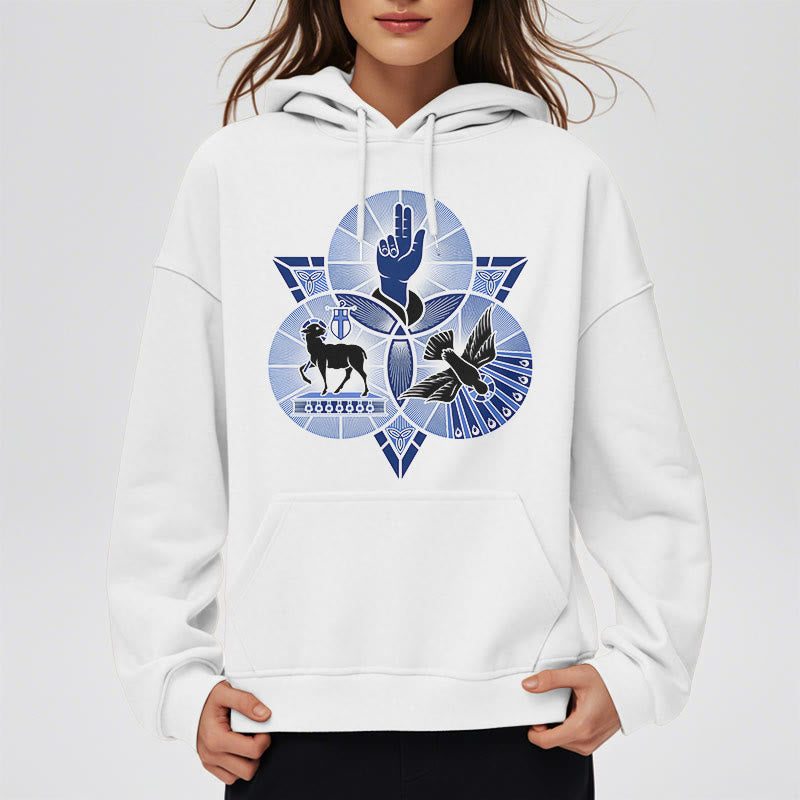 Modern Style St. Benedict Lamb Of God Dove Fleece Lined Polyester Hoodie