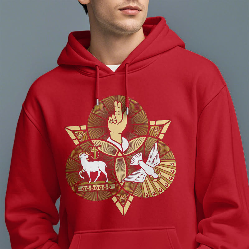 Modern Style St. Benedict Lamb Of God Dove Fleece Lined Polyester Hoodie