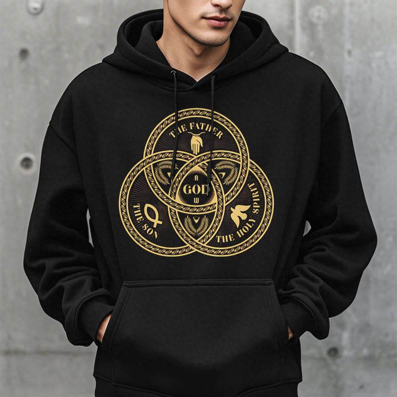 Classic Style Sacred Trinity Unity Fleece Lined Polyester Hoodie