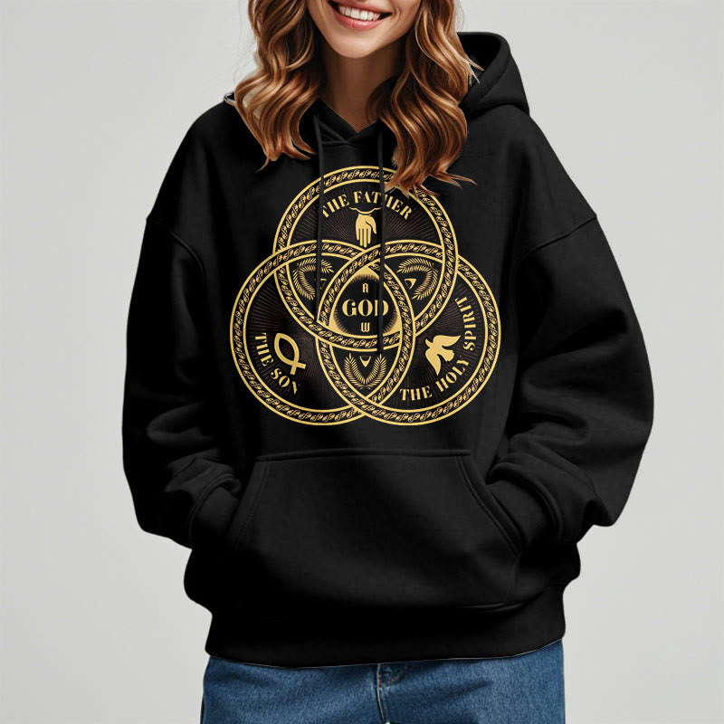 Classic Style Sacred Trinity Unity Fleece Lined Polyester Hoodie