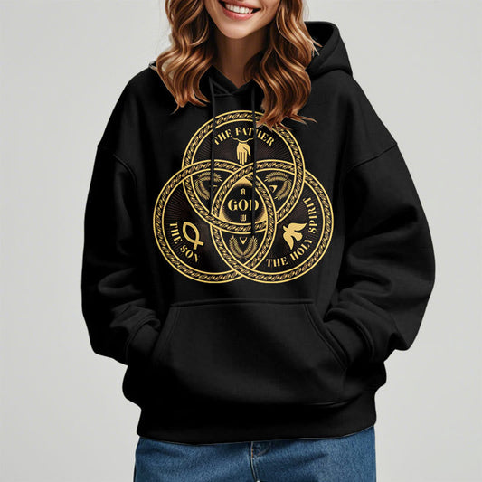 Classic Style Sacred Trinity Unity Fleece Lined Polyester Hoodie